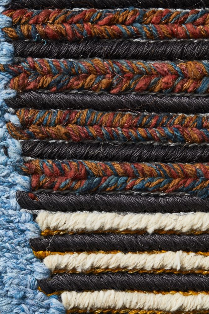 Natural fibres and metal threads, hand-woven