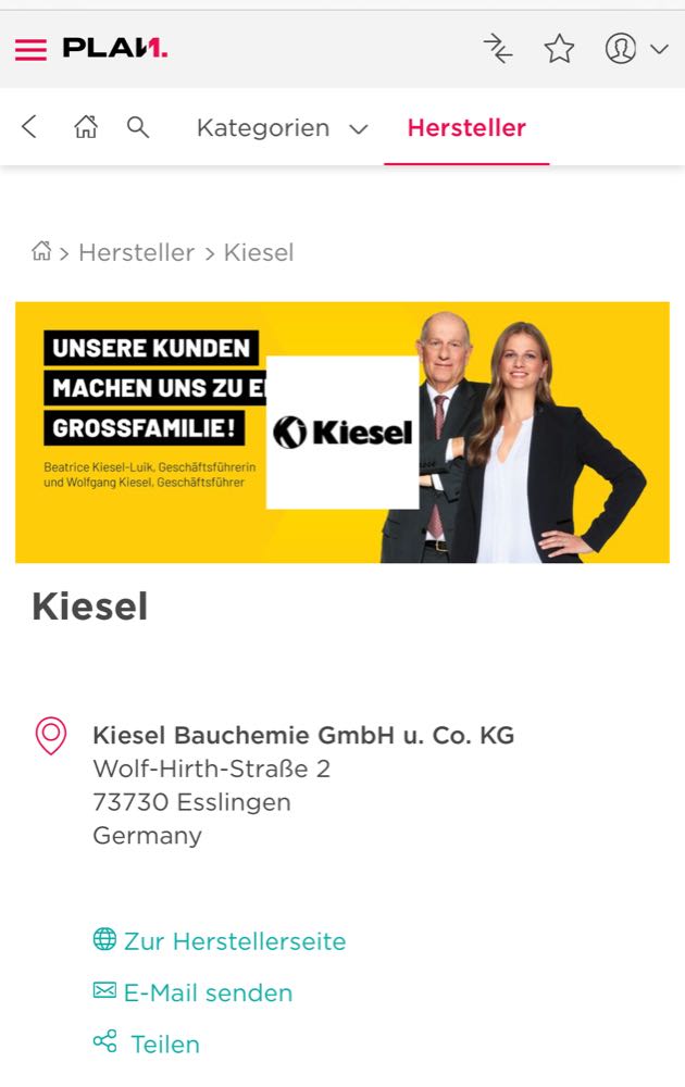  Kiesel auf Such- und Vergleichsplattform vertreten