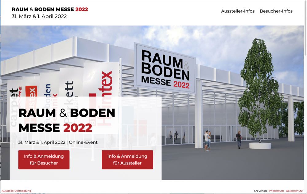  Raum & Boden Messe: Jetzt anmelden für Online-Event vom 31. März bis 1. April 2022