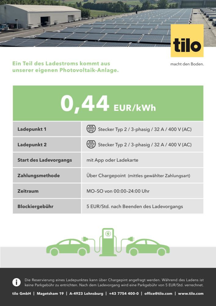 Tilo installiert Ladestation für E-Autos