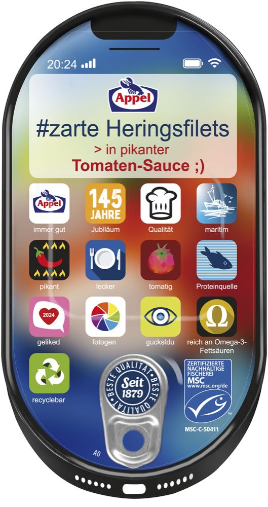 Appel: Heringsfilets im Handy-Look