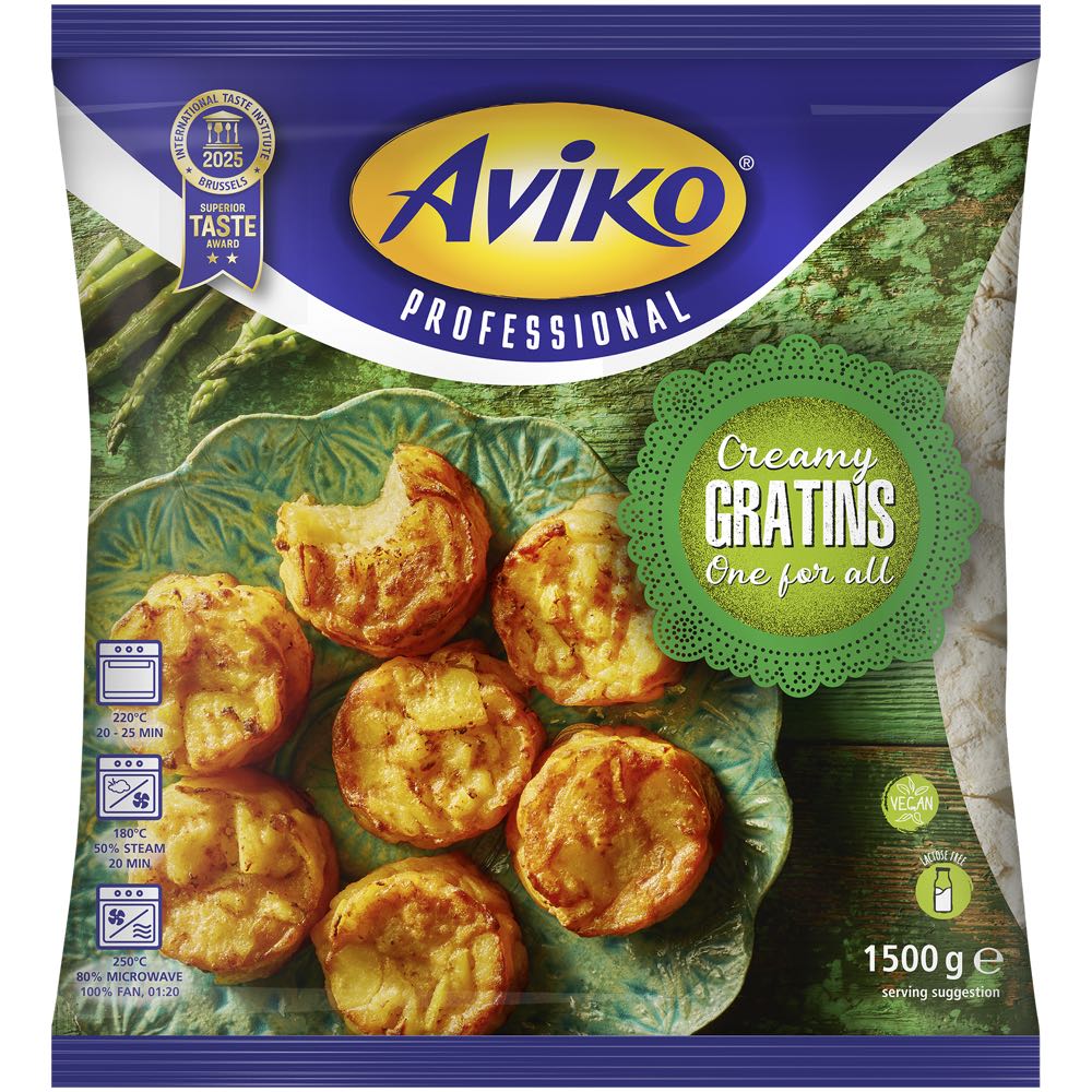 Vegan, laktosefrei, glutenfrei: Avikos One-for-all Gratin kann von allen Gästen genossen werden. Aviko | One-for-all Gratin