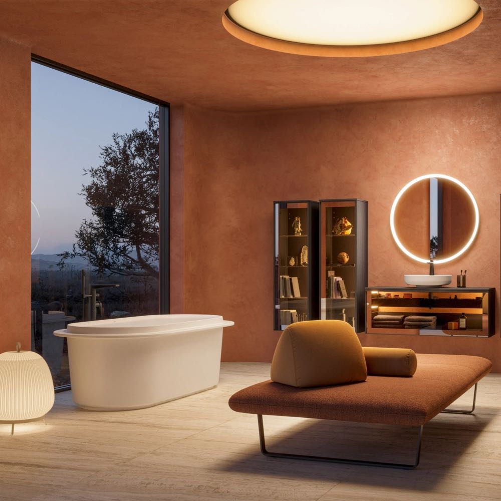 Macht jedem Wohnzimmer Konkurrenz: inspirierendes Bad-Ambiente von Duravit, demnächst zu sehen im Hamburger Stilwerk. Bühne für stimmungsvolles Bad-Design