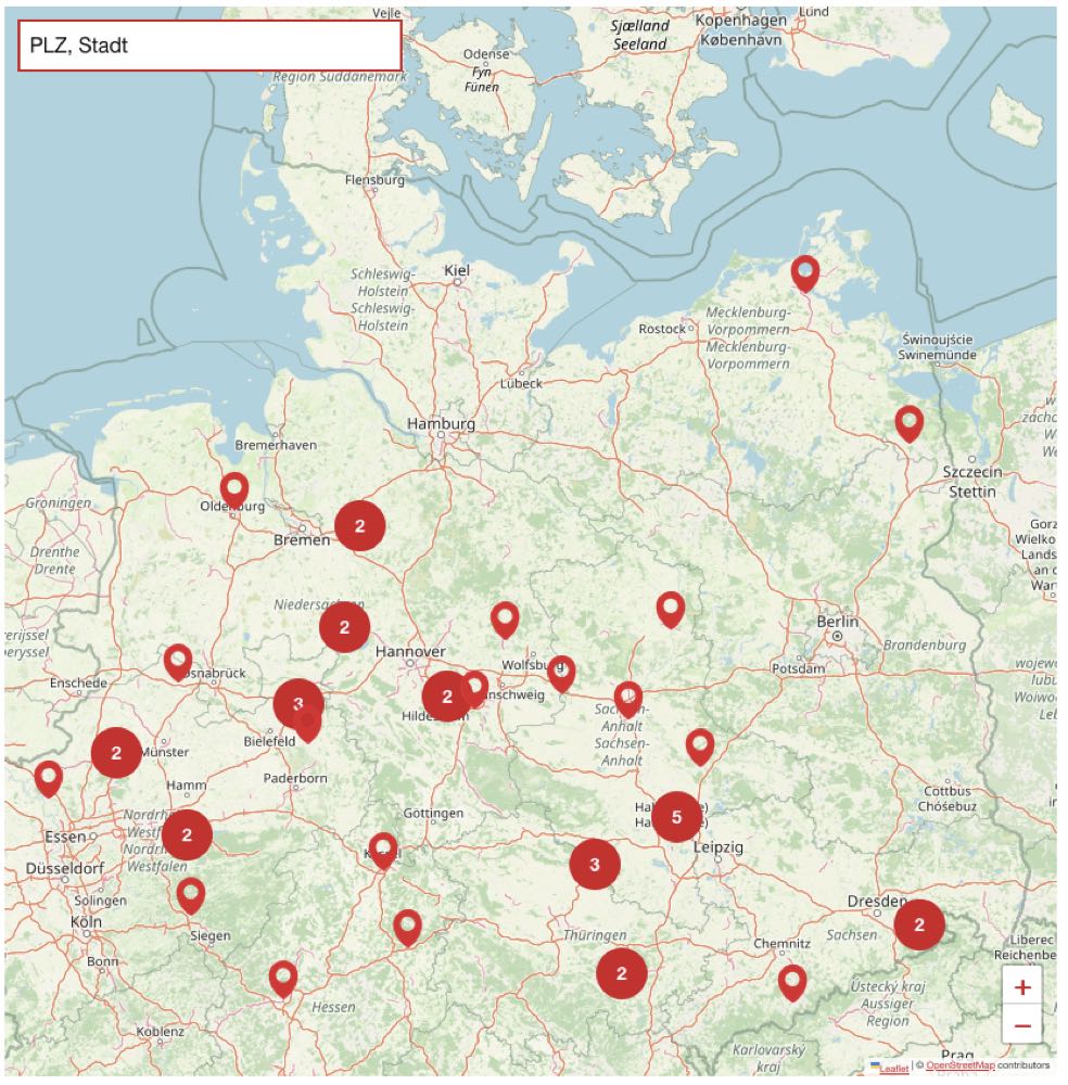 Rund 40 Filialen zeigte die Standortkarte am 7. April 2026. Hammer Raumstylisten: Masseunzulänglichkeit angezeigt