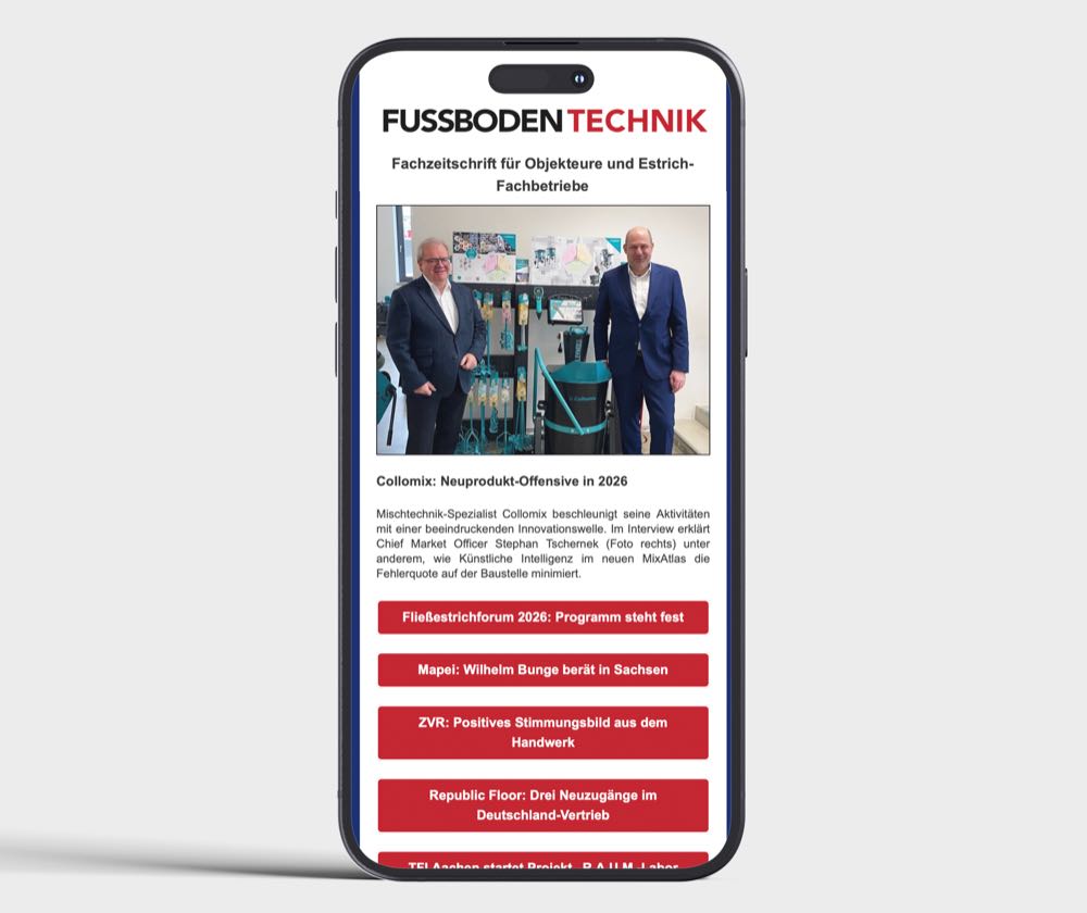  Relaunch FussbodenTechnik-Newsletter: Mehr Übersicht. Mehr Reichweite. Mehr Branche.