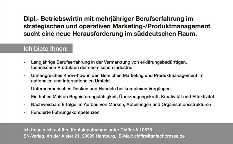 Dipl.-Betriebswirtin mit Berufserfahrung im strategischen und operativen Marketing/Produktmanagement