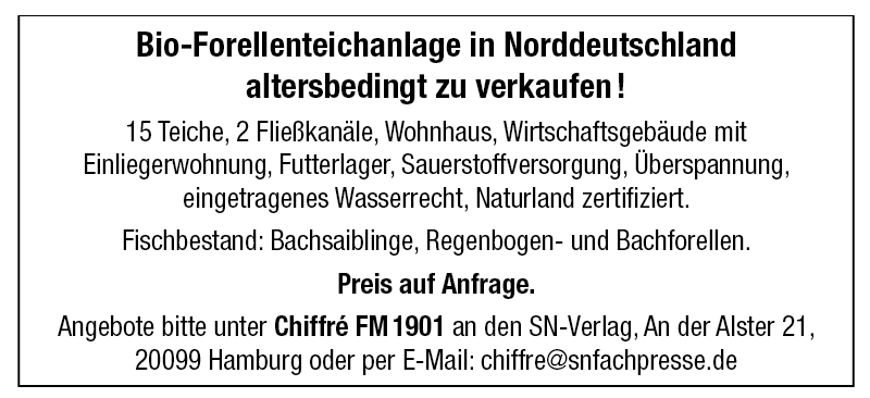 Bio-Forellenteichanlage in Norddeutschland altersbedingt zu verkaufen
