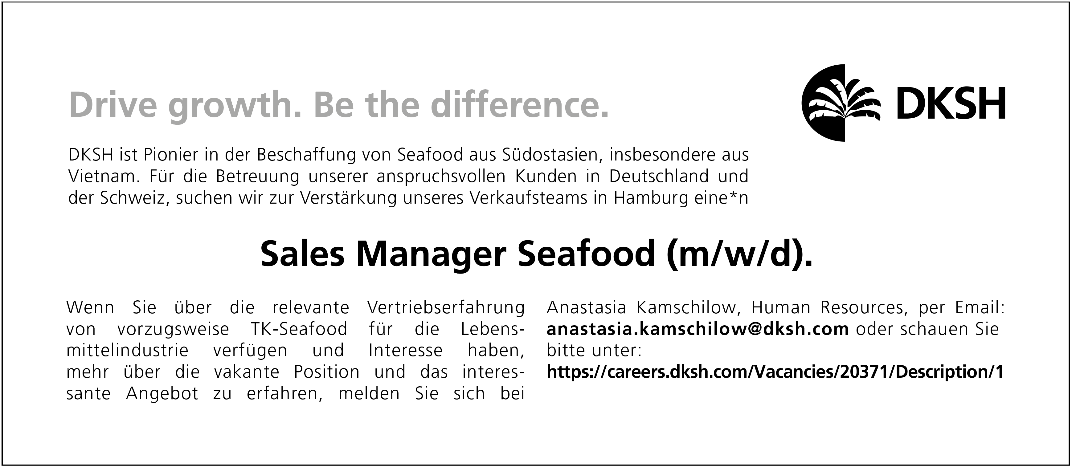 Sales Manager Seafood (m/w/d)