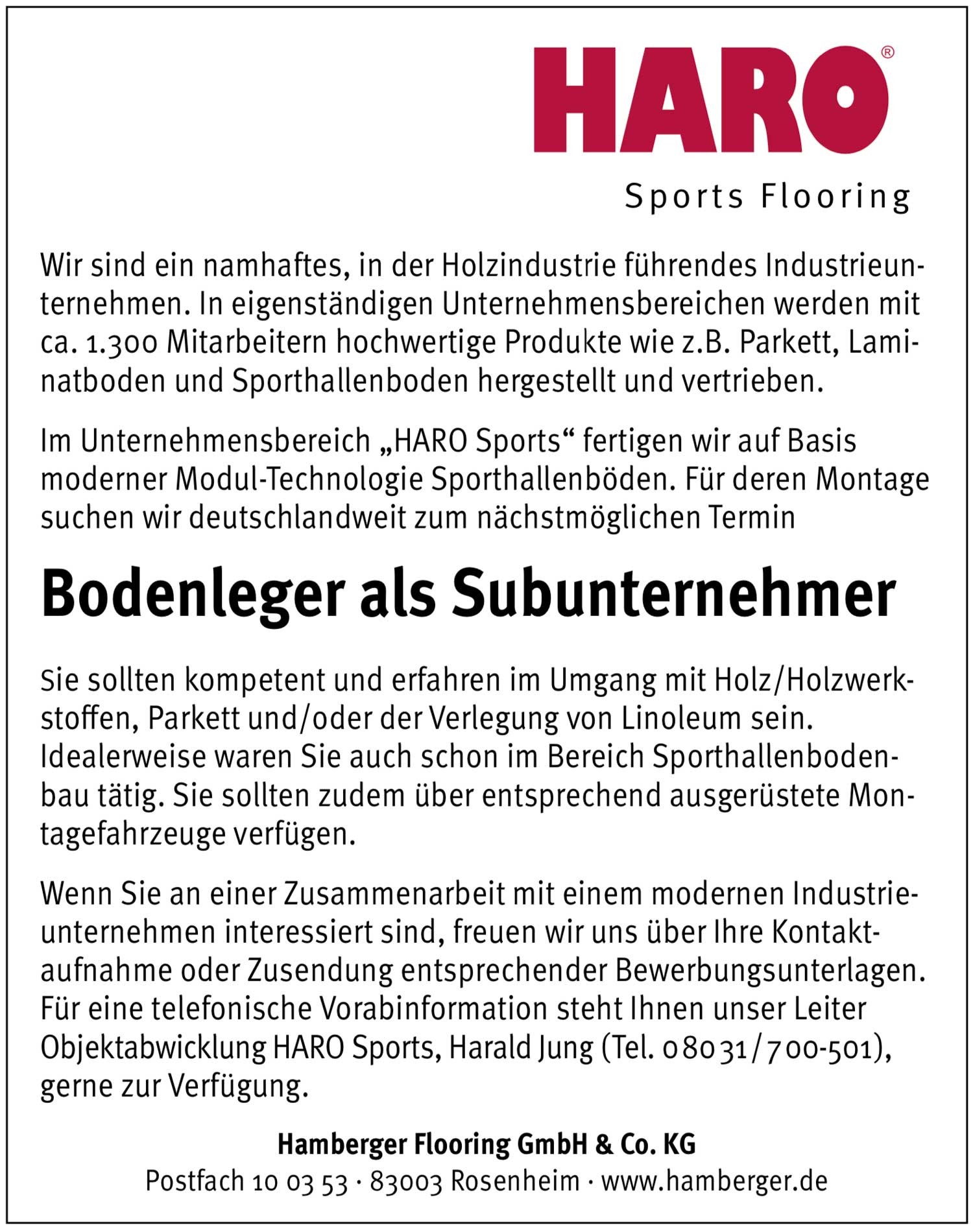 Bodenleger als Subunternehmer gesucht