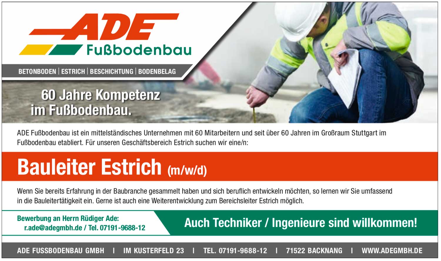 Bauleiter Estrich (m/w/d)