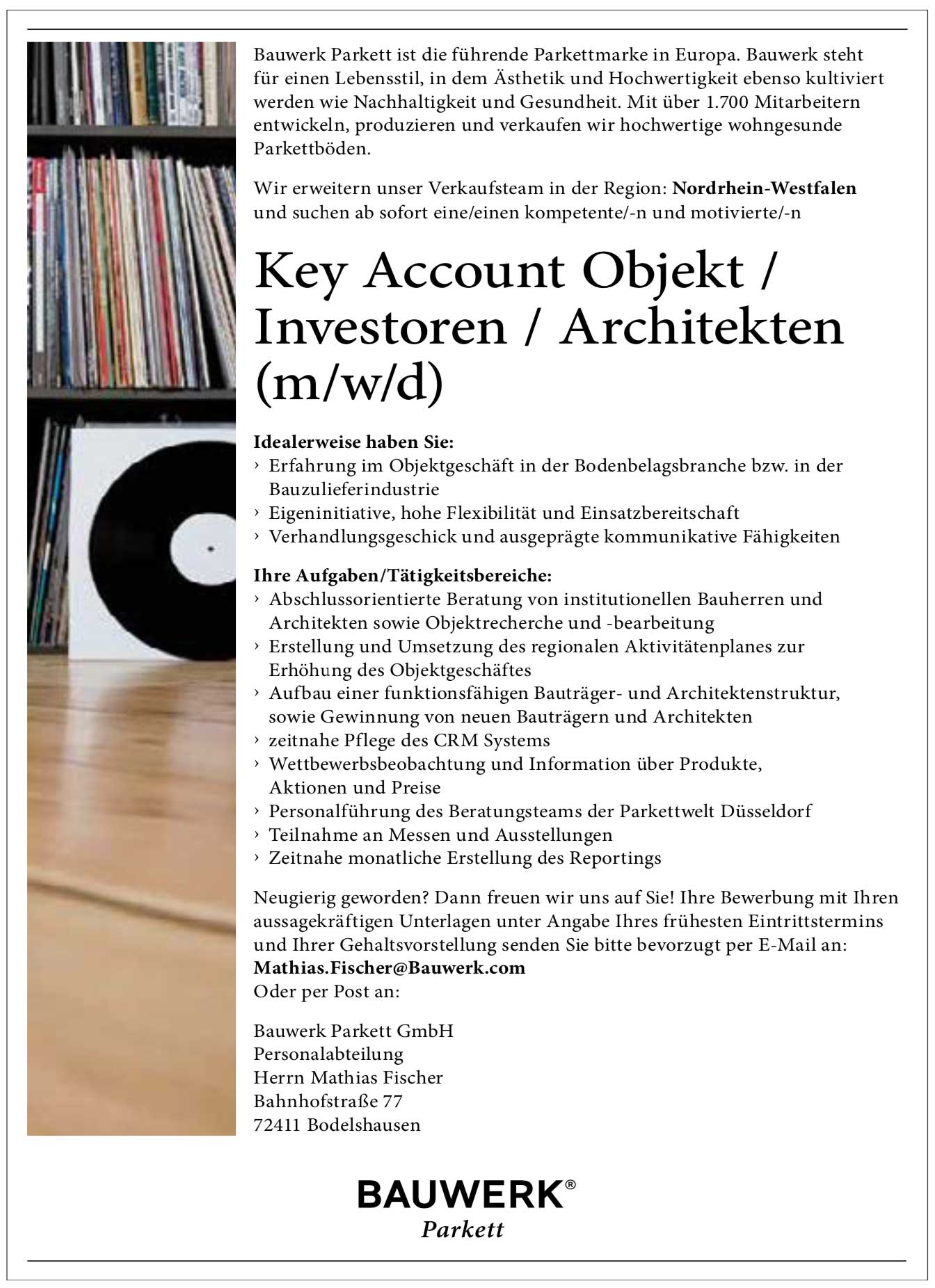 Key Account Objekt/Investoren/Architekten (m/w/d) für Parkett