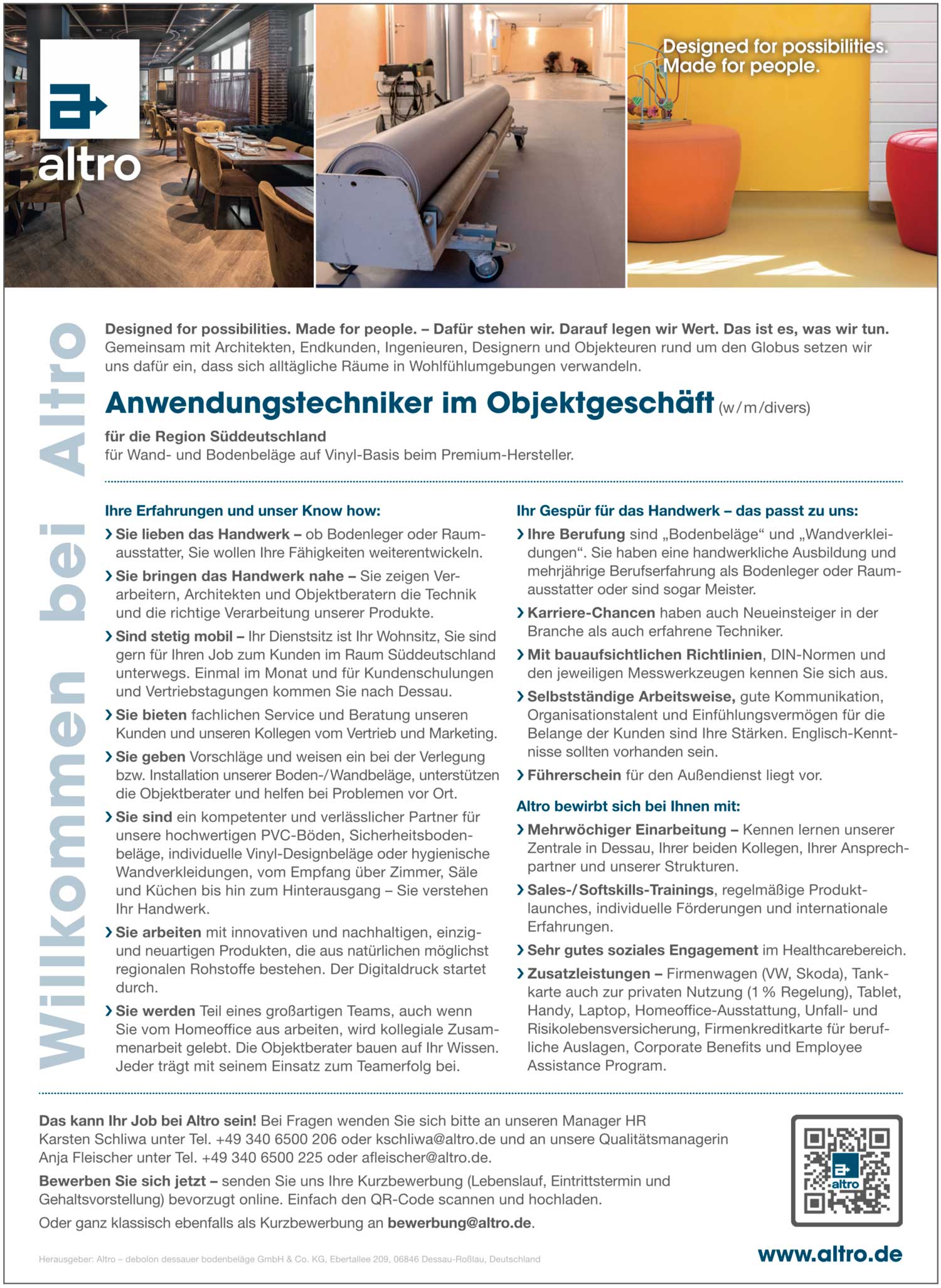 Anwendungstechniker im Objektgeschäft für Wand- und Bodenbeläge (w/m/d)