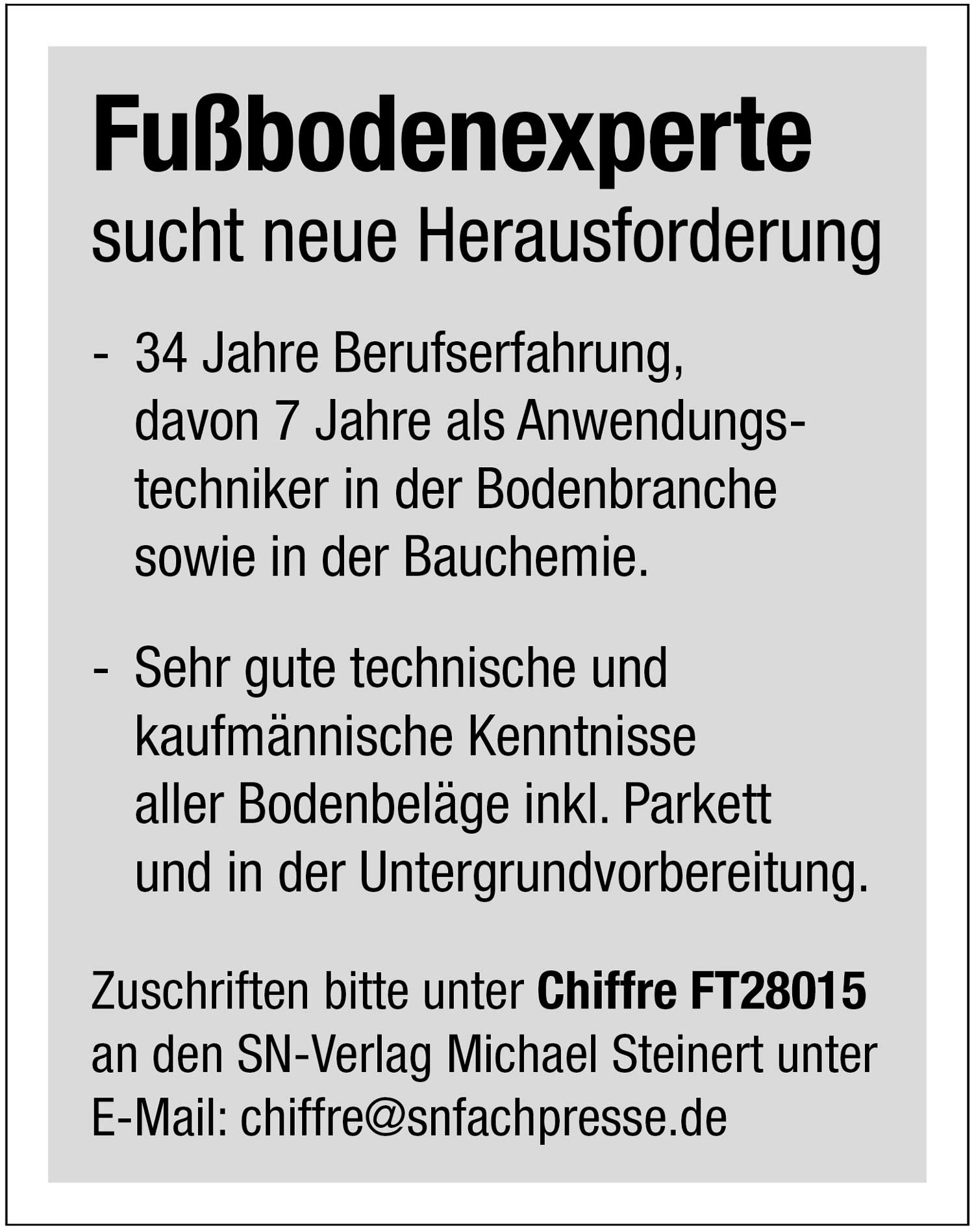 Fußbodenexperte mit technischen und kaufmännischen Kenntnissen