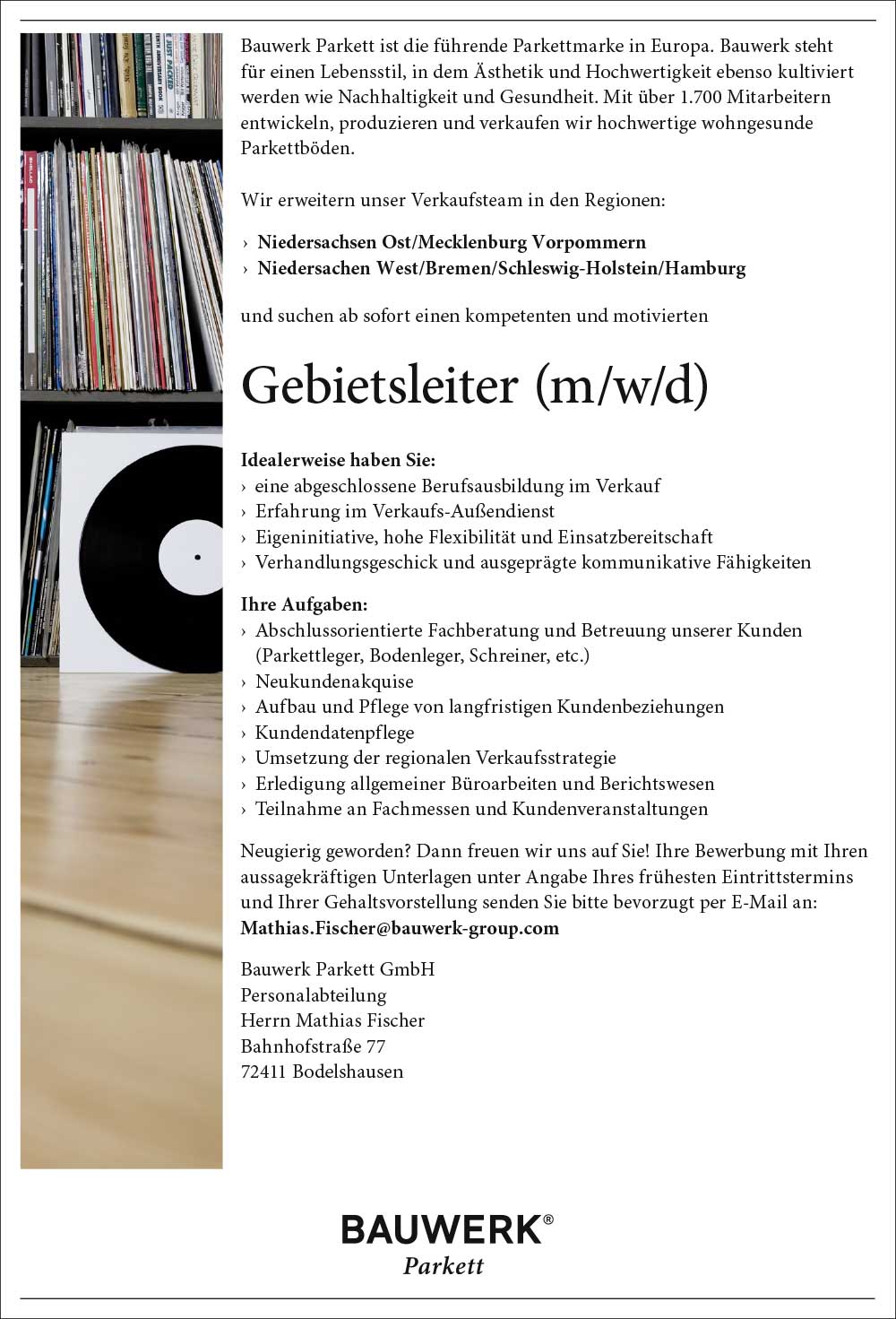 Gebietsleiter (m/w/d) für Parkett