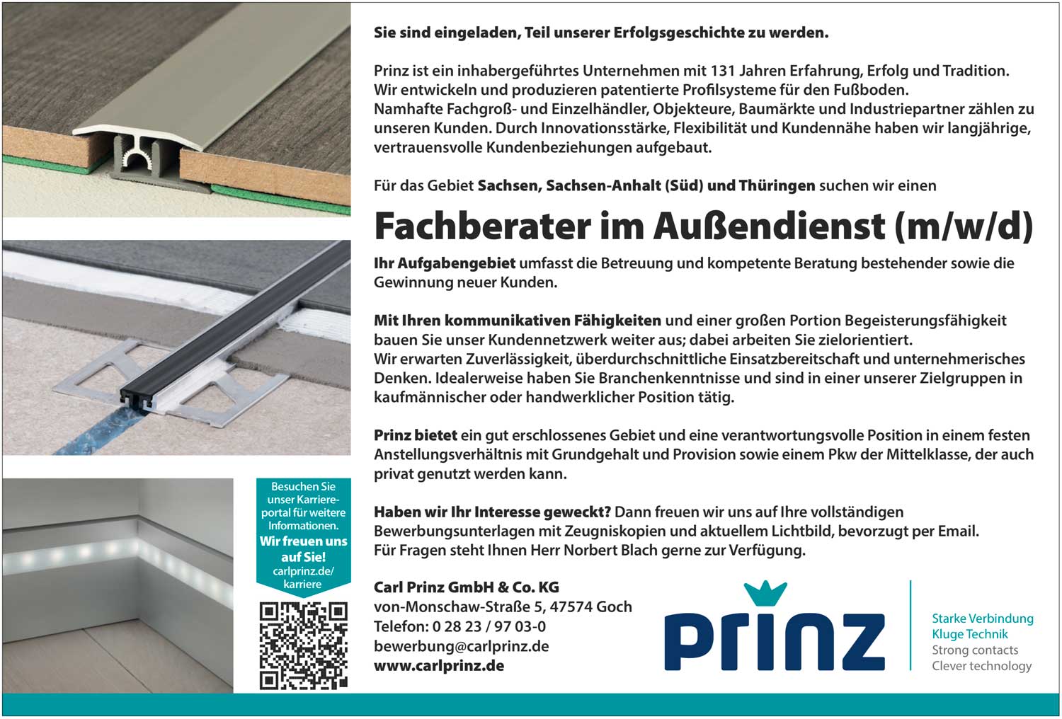 Fachberater im Außendienst (m/w/d) für Profilsysteme für den Fußboden