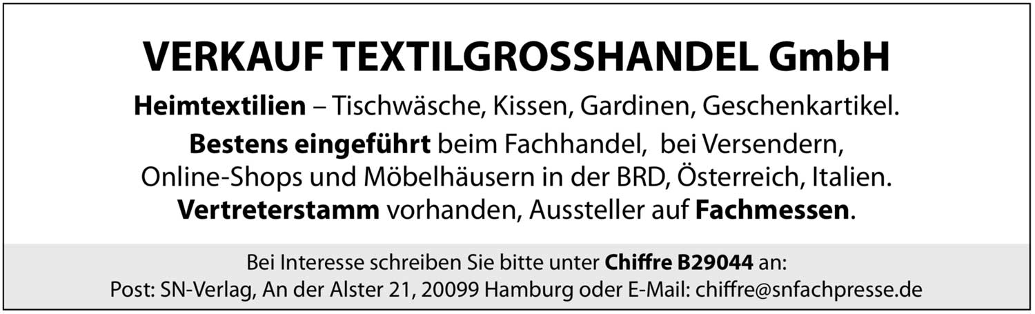 Textilgroßhandel zu verkaufen