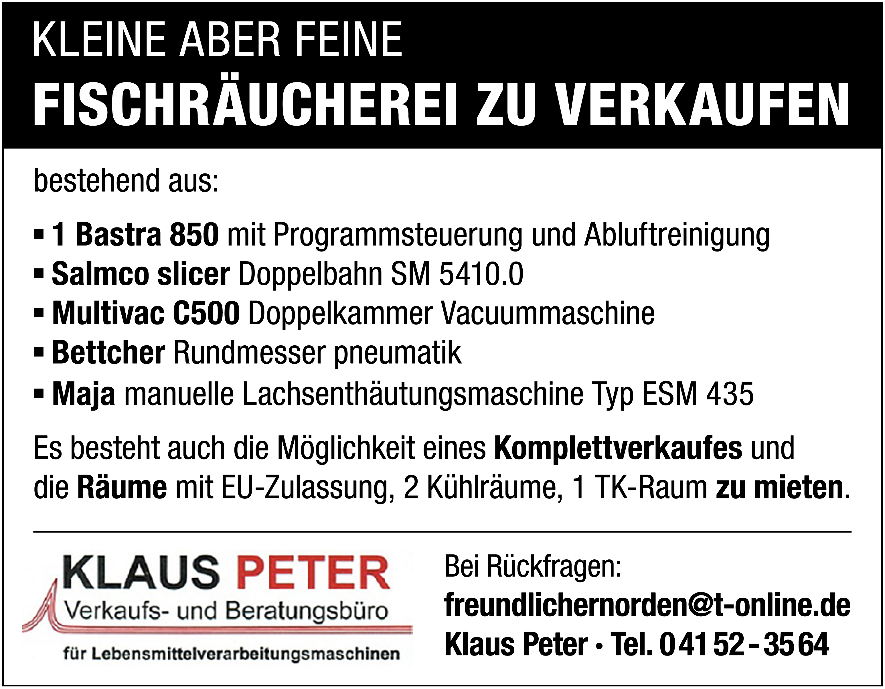 Fischräucherei zu verkaufen