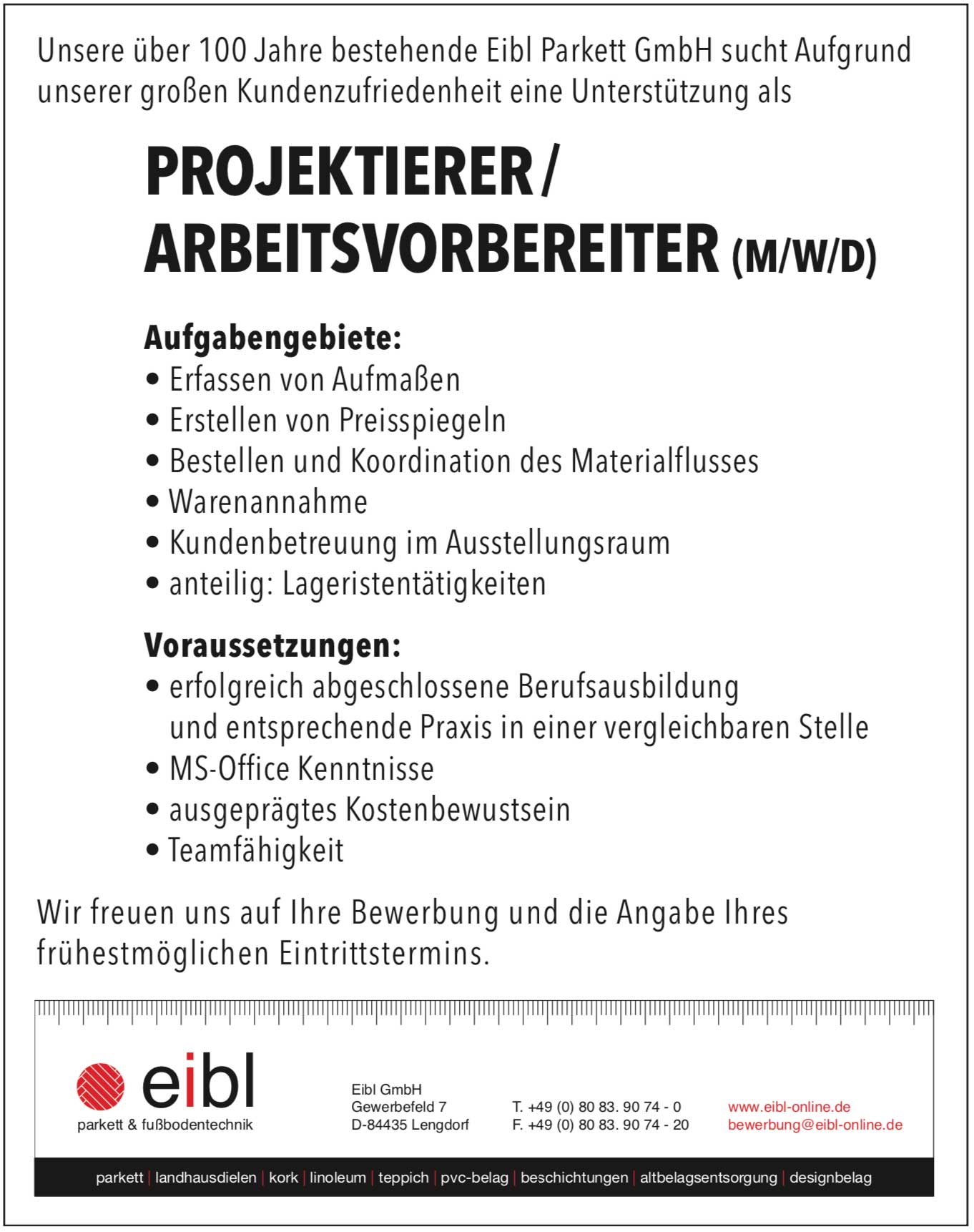 Projektierer/Arbeitsvorbereiter (m/w/d)