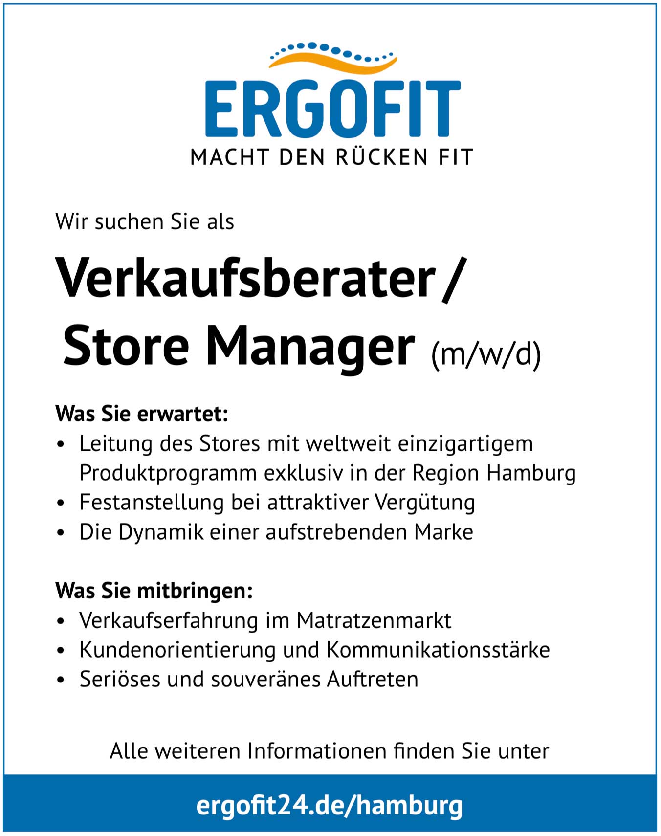 Verkaufsberater/Store Manager (m/w/d) für Schlafsysteme