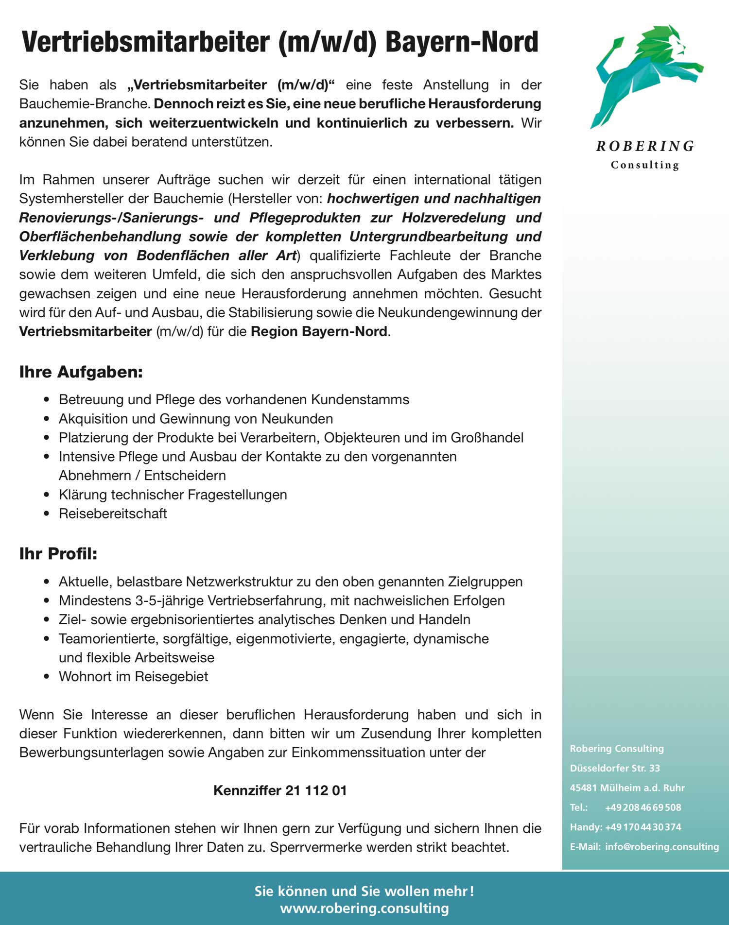 Vertriebsmitarbeiter (m/w/d) für Bauchemie