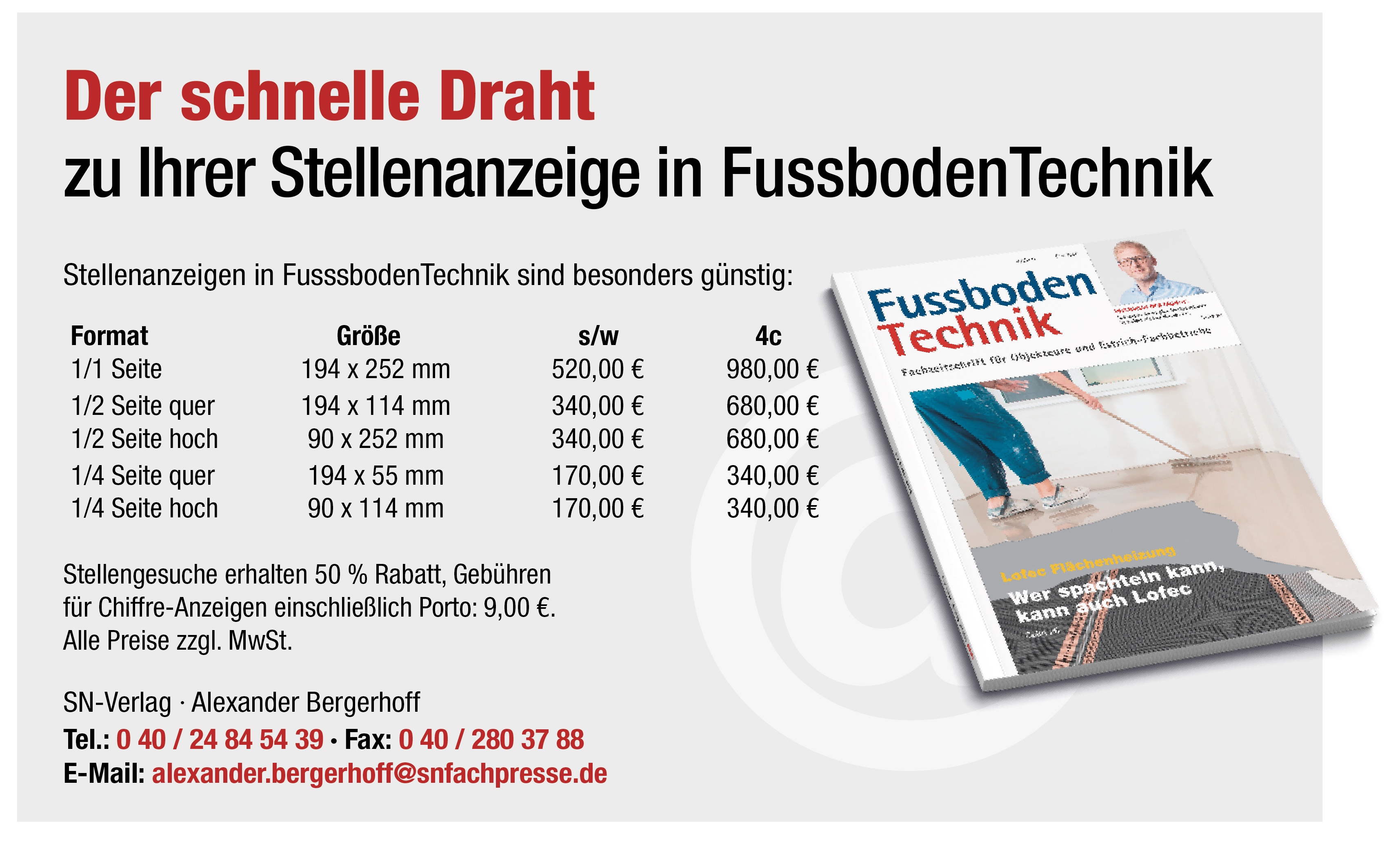 Stellenanzeigen in FussbodenTechnik