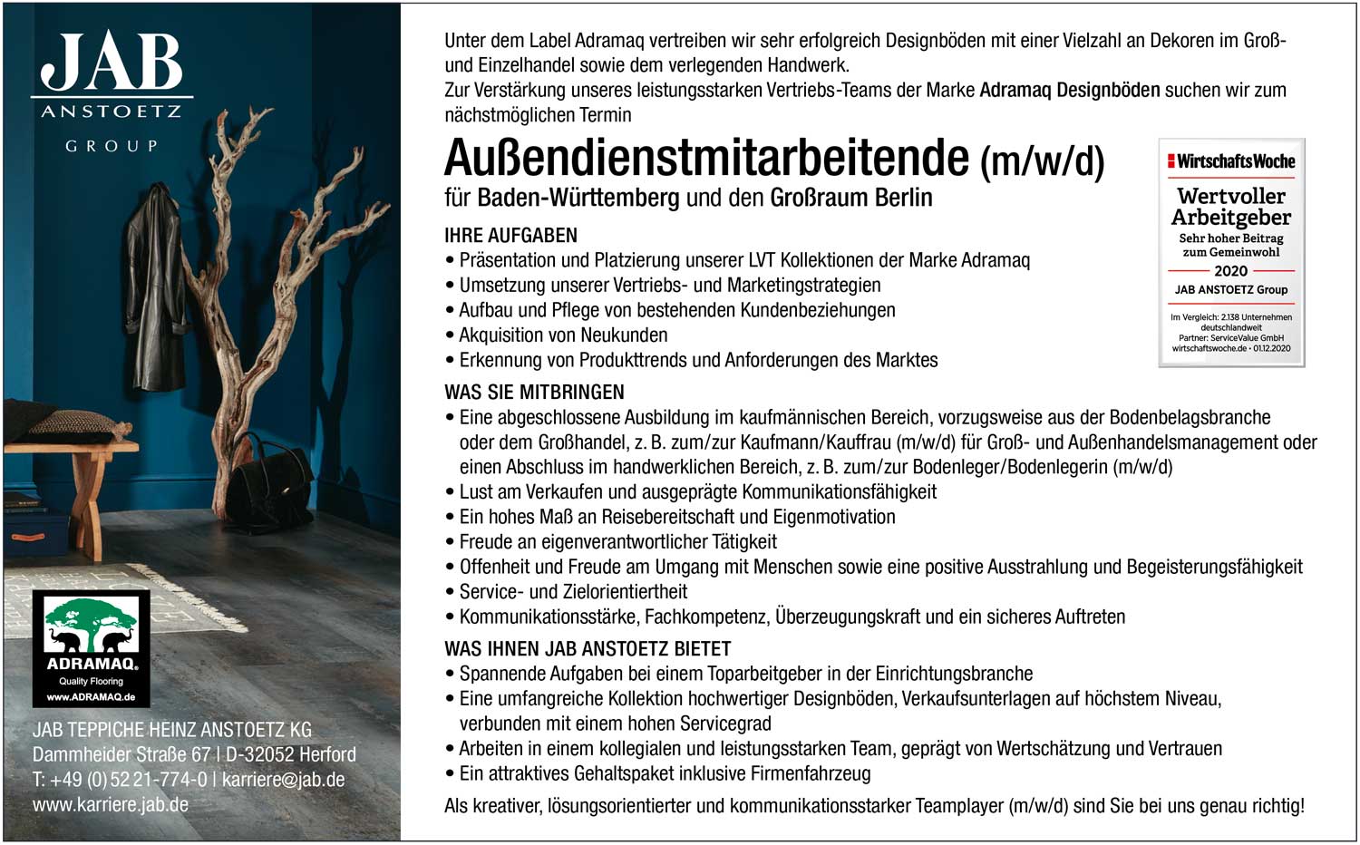 Außendienstmitarbeitende (m/w/d) für Designbeläge