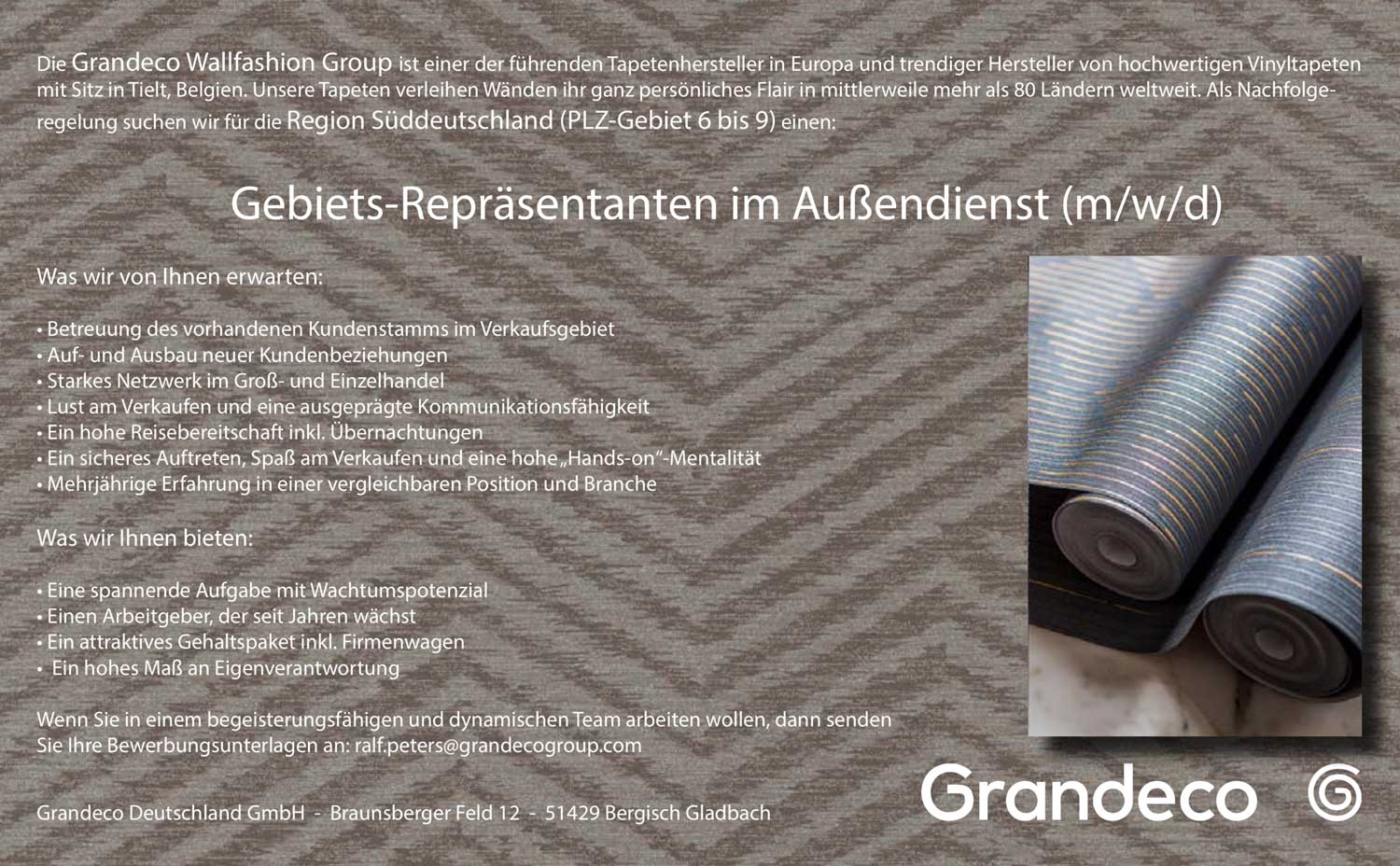 Gebietsrepräsentant (m/w/d) für Tapeten