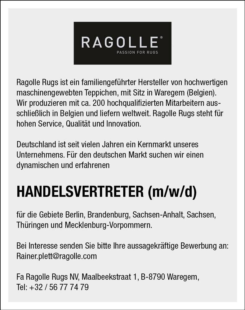 Handelsvertreter (m/w/d) für hochwertige maschinengewebte Teppiche