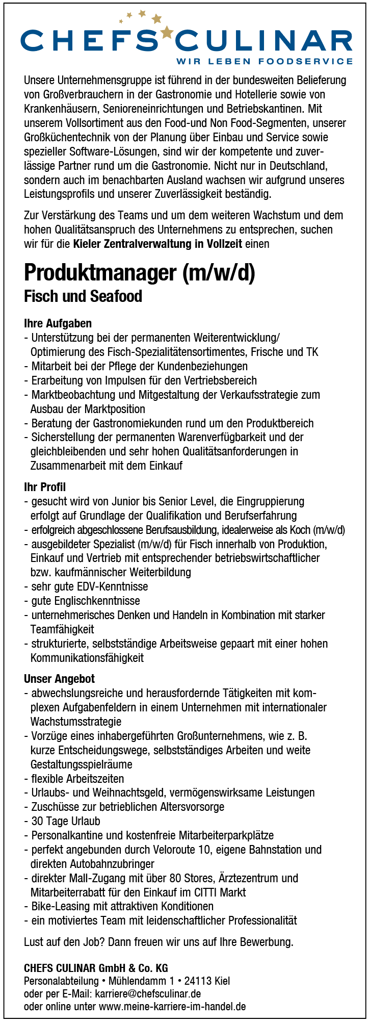 Produktmanager (m/w/d) Fisch und Seafood