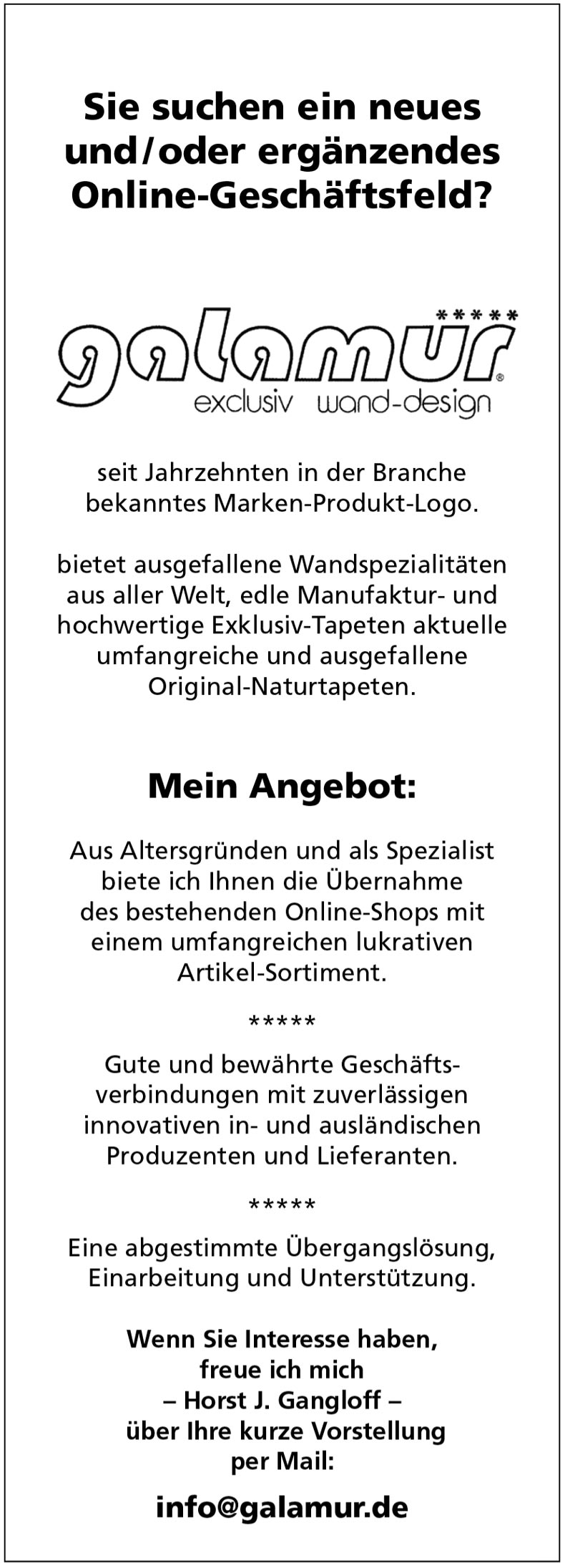 Nachfolge für Online-Shop