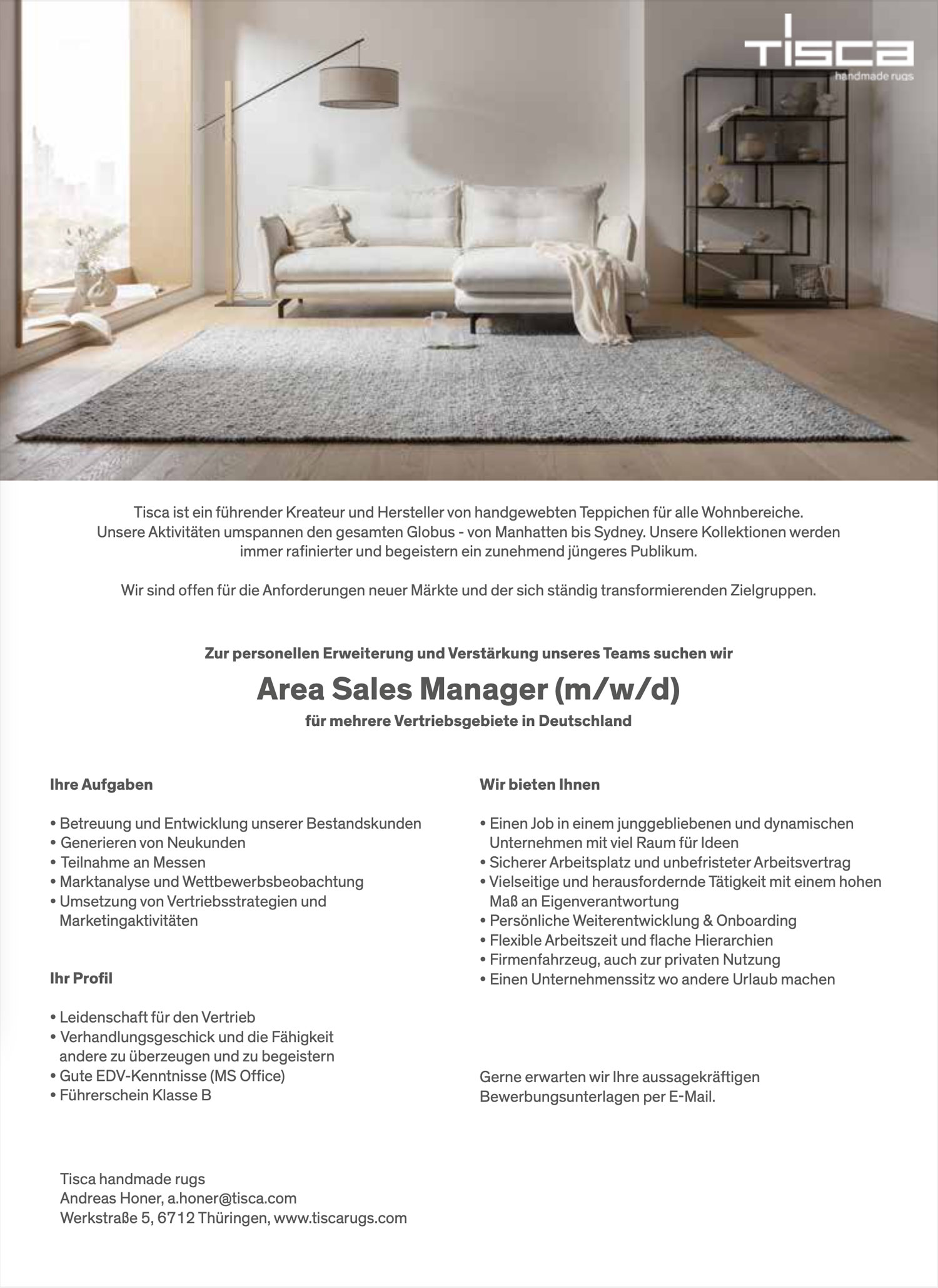 Area Sales Manager (m/w/d) für Teppiche
