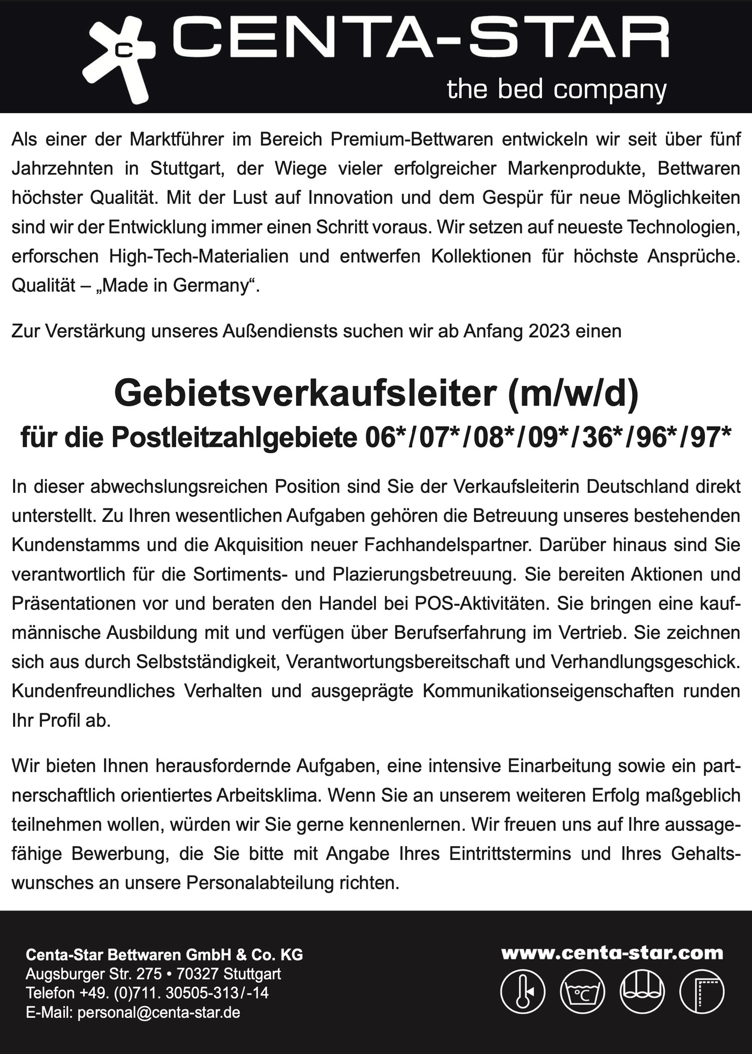 Gebietsverkaufsleiter (m/w/d) für Bettwaren