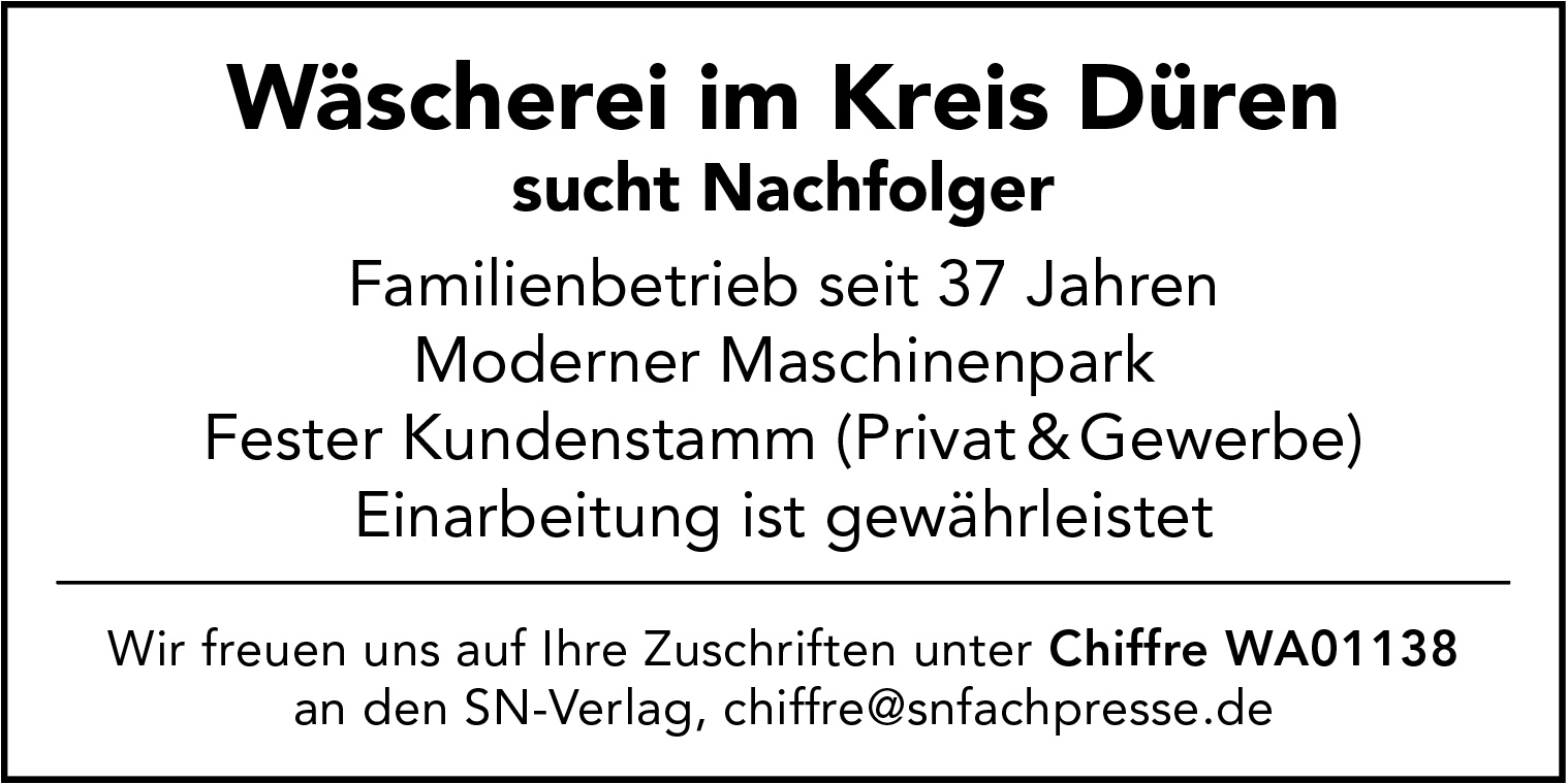 Wäscherei im Kreis Düren sucht Nachfolger