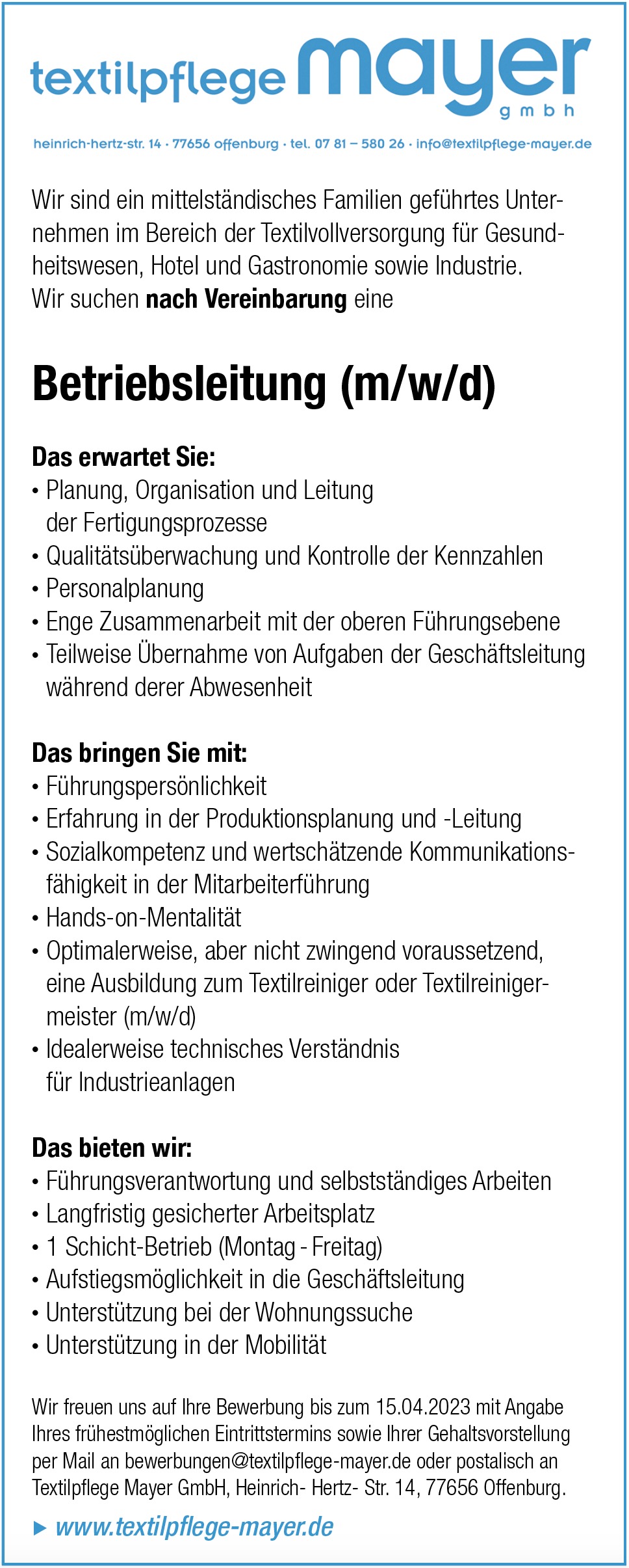 Betriebsleitung (m/w/d)