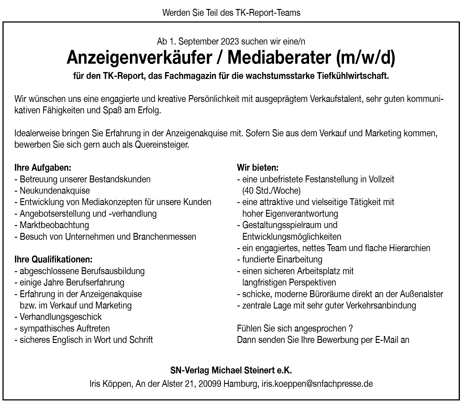 Anzeigenverkäufer/in - Mediaberater/in (m/w/d)