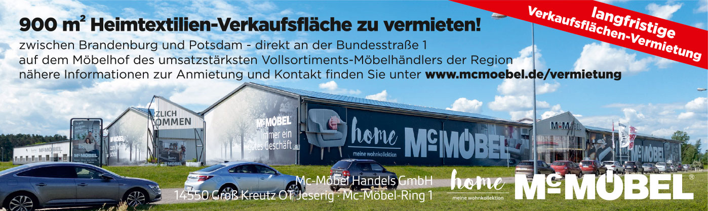 900 qm Heimtextilien-Verkaufsfläche zu vermieten