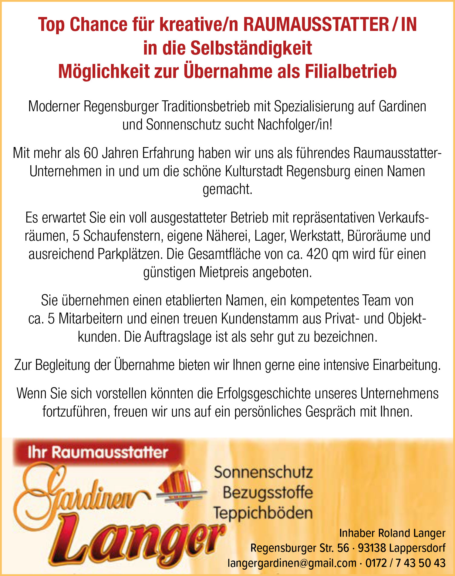 Raumausstatterbetrieb in Regensburg