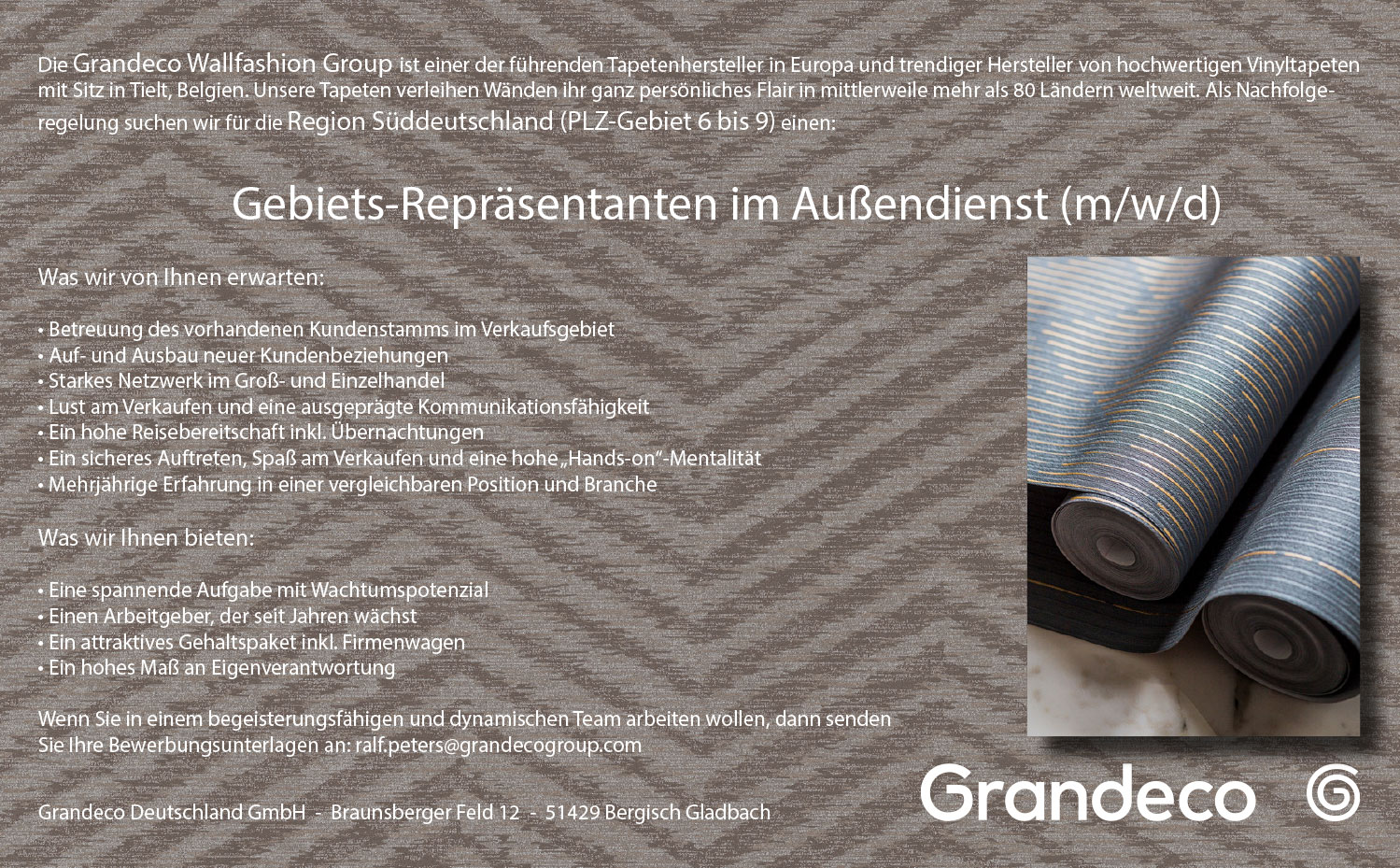 Gebietsrepräsentanten im Außendienst (m/w/d) für Tapeten