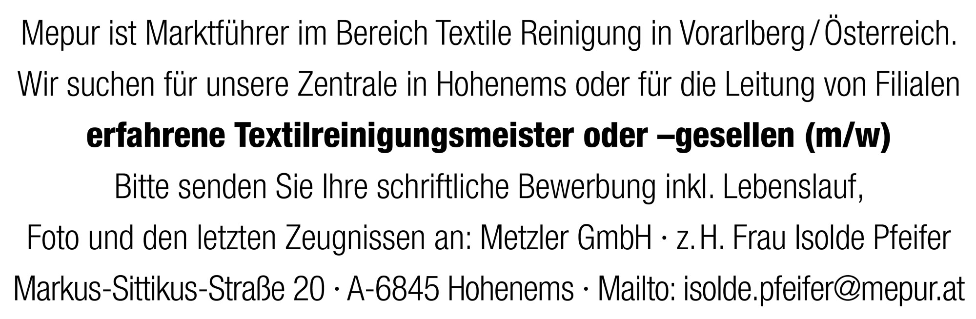 Erfahrene Textilreinigungsmeister oder -gesellen (m/w)