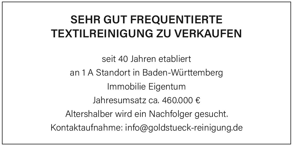 Textilreinigung zu verkaufen