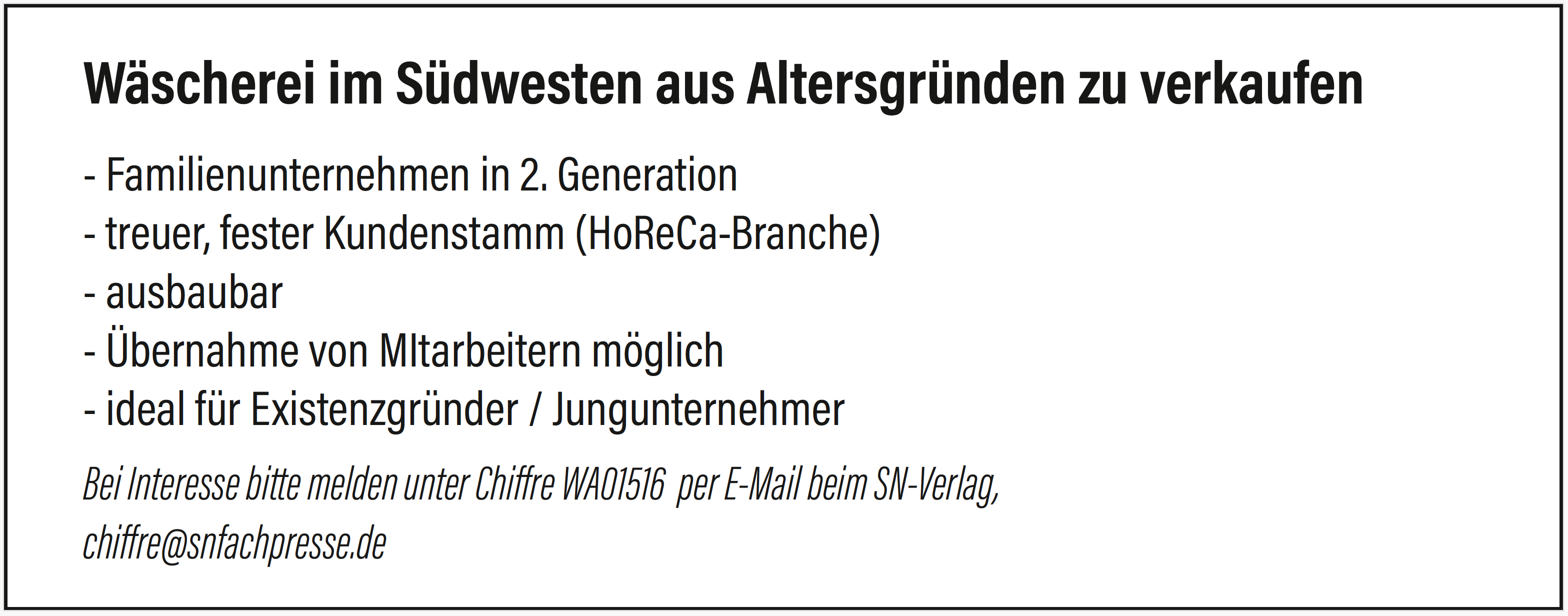 Wäscherei zu verkaufen