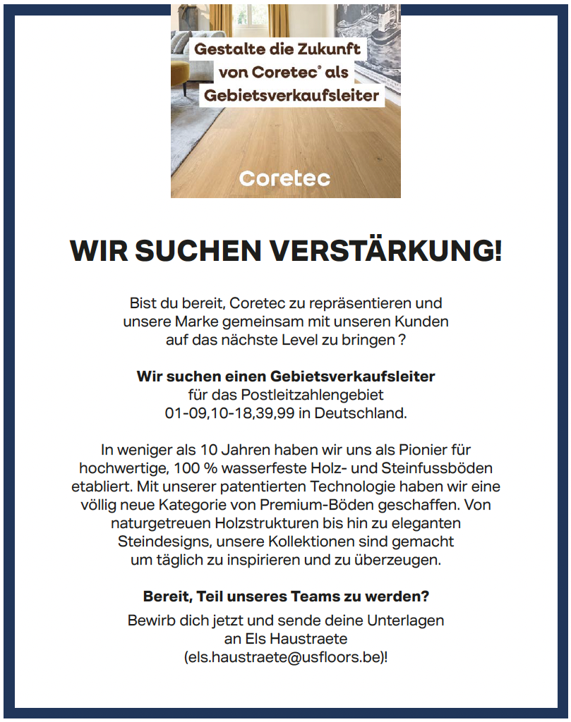 Gebietsverkaufsleiter für Designbeläge