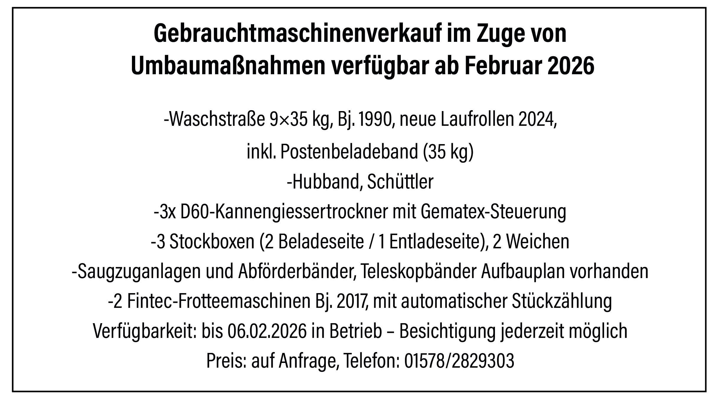 Gebrauchtmaschinenverkauf