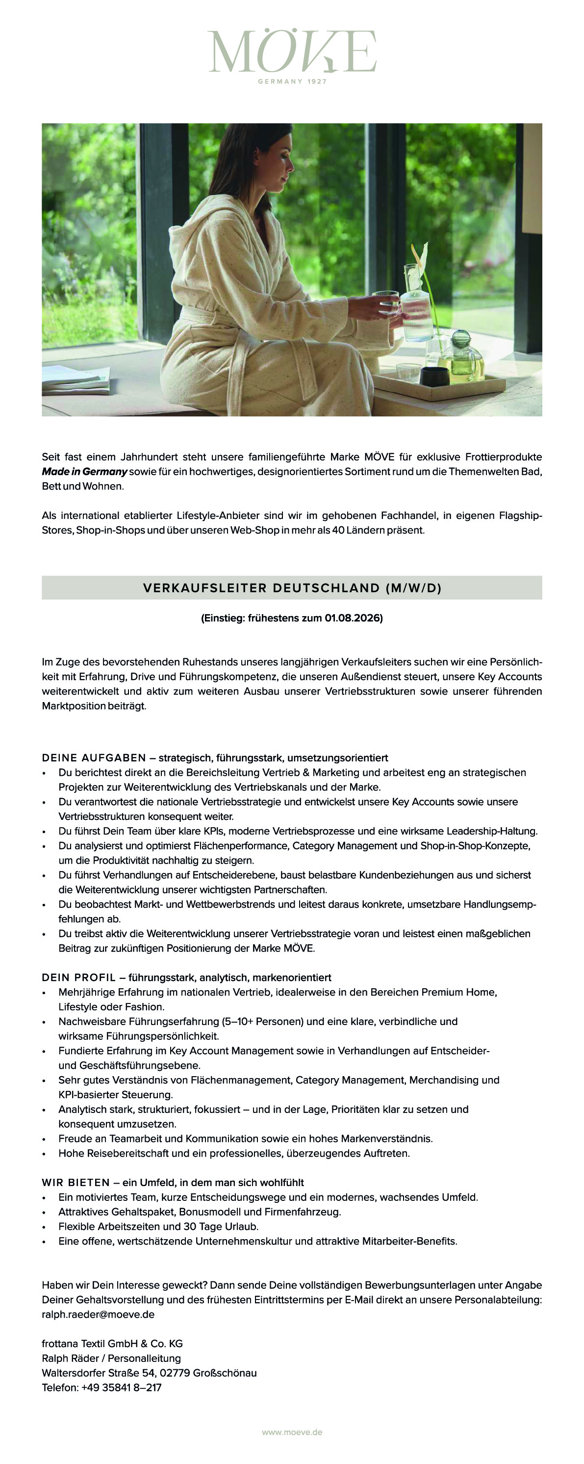 Verkaufsleiter Deutschland (M/W/D)