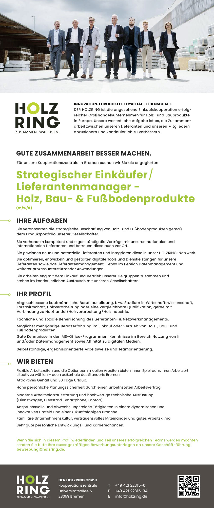 Strategische(r) Einkäufer / Lieferantenmanager - Holz, Bau- & Fußbodenprodukte