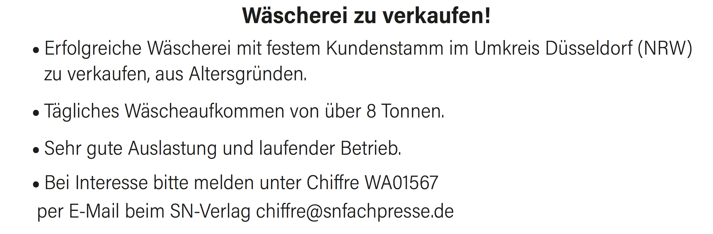 Wäscherei zu verkaufen