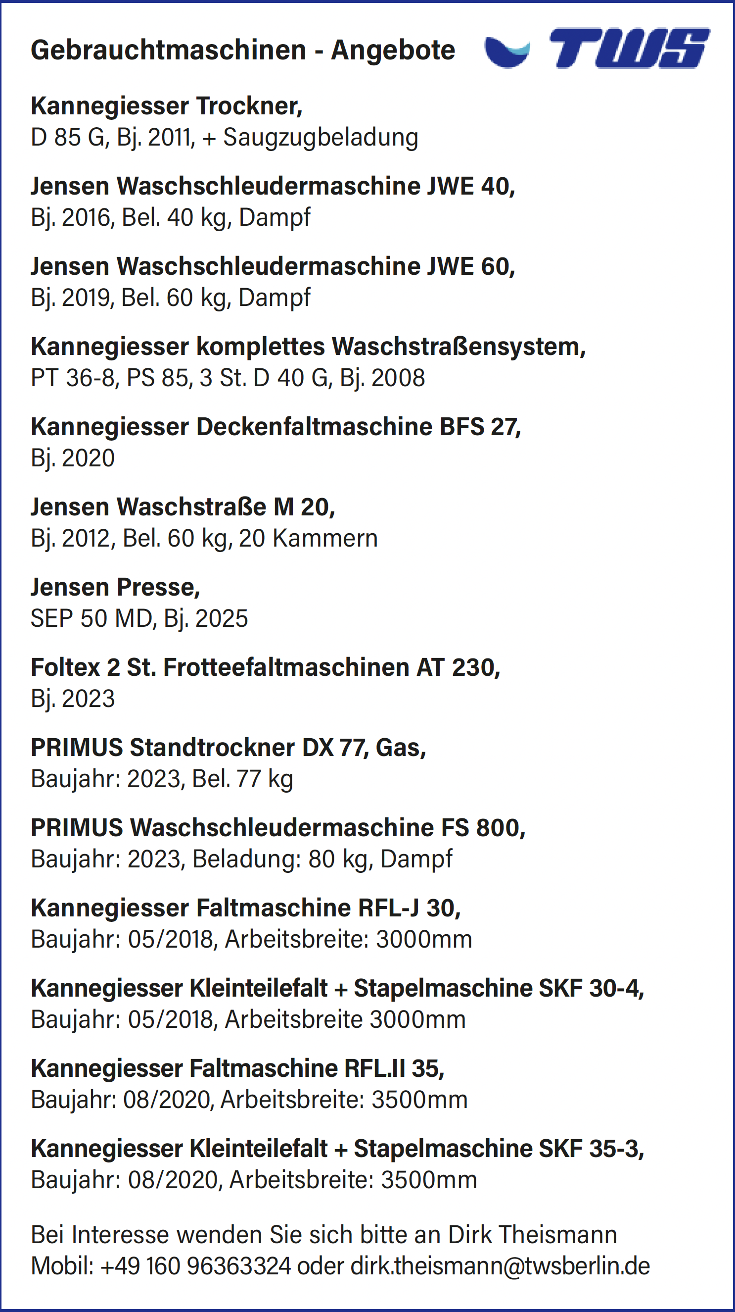 Gebrauchtmaschinen Angebote