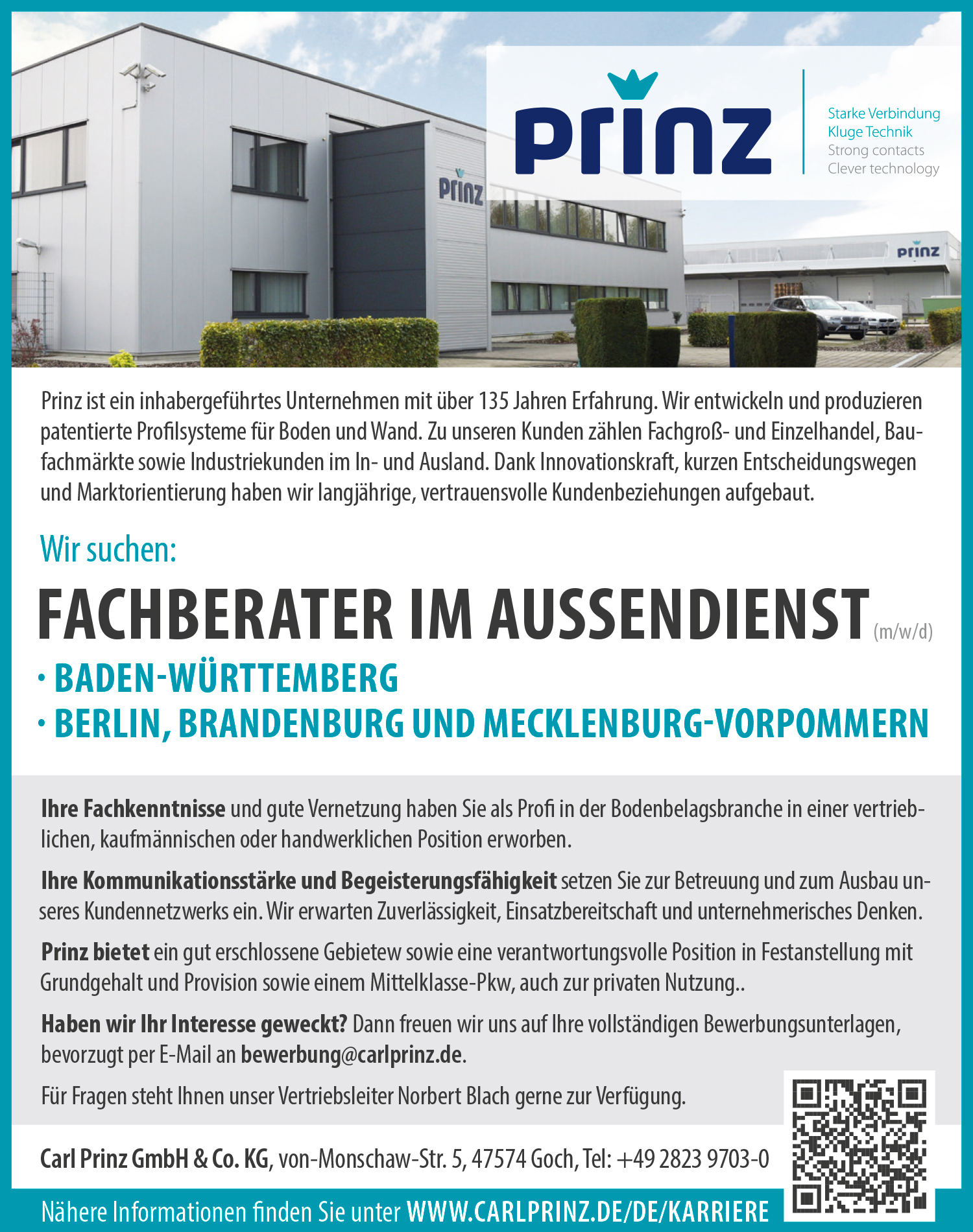Fachberater im Außendienst (m/w/d) für Profilsysteme (Boden und Wand)