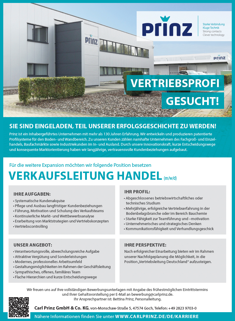 Verkaufsleitung Handel (m/w/d) für Profilsysteme