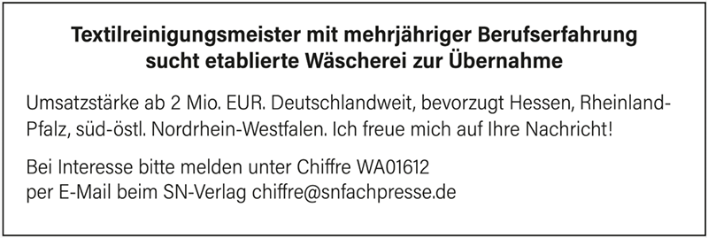 Wäscherei zur Übernahme gesucht